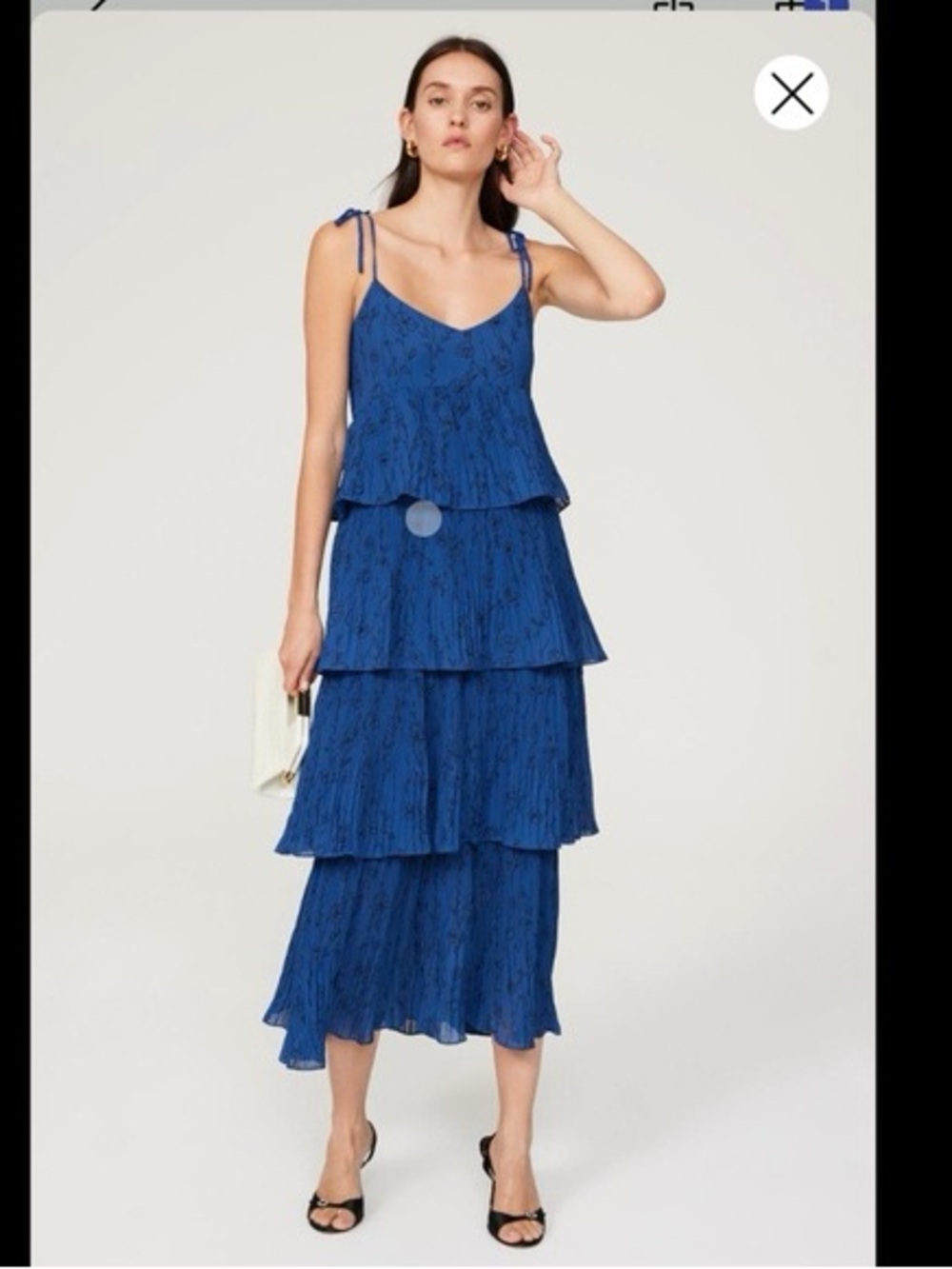 Club Monaco Cobalt Blue Tiered Maxi Dress with Tie Straps